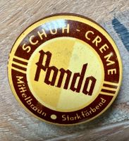 Kleine alte Blechdose PANDA Schuh-Creme Braun Probedose 4 cm