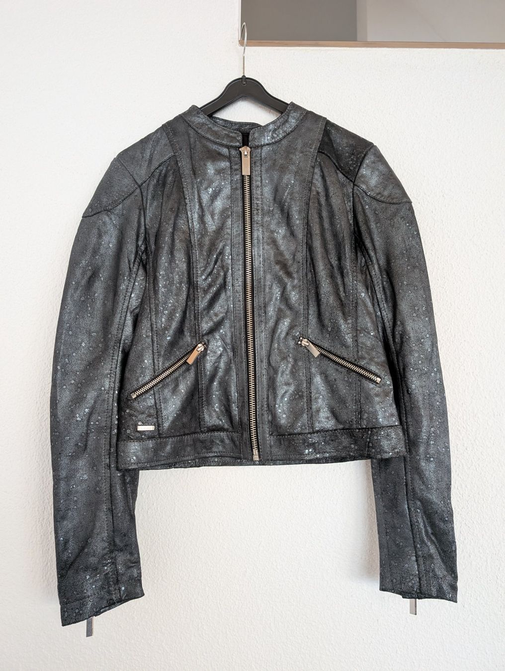 Giacche: Crone Damen Lederjacke, Gr. M, Schwarz, – Usato da Volketswil venduto da Thopas6871