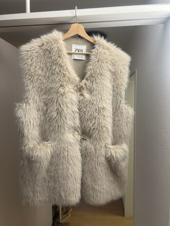 Zara Fellweste, Kunstfell, Beige, Grösse XL - Top!