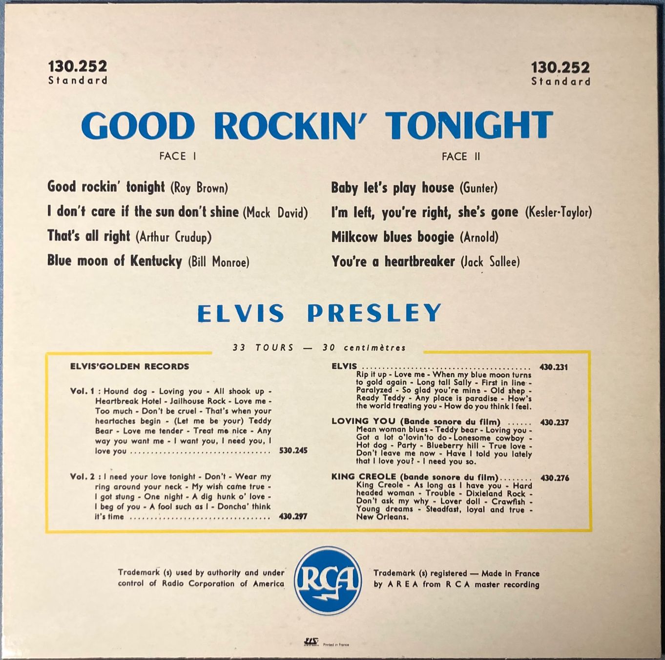Dischi in vinile: ELVIS PRESLEY - GOOD ROCKIN' TONIGHT – Usato da Poliez-Pittet venduto da Newtown-Records 1
