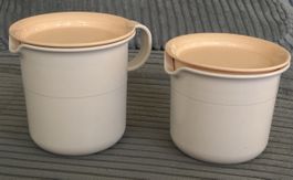 Tupperware Set 2-teilig mit Deckel weiss beige