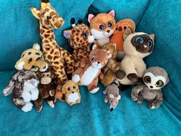 Grosses Set Ty Stofftiere Kuscheltiere, Giraffe, Fuchs, etc