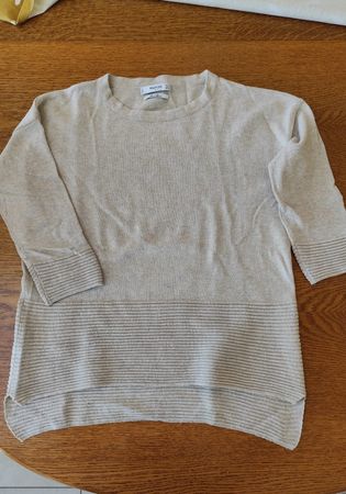 Pull Mango taille S, mélange de laine, couleur beige