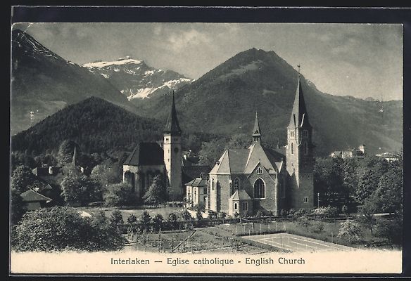 Cartoline postali: AK Interlaken, Eglise catholique, 1912 – Usato da Berlin venduto da bartko-reher