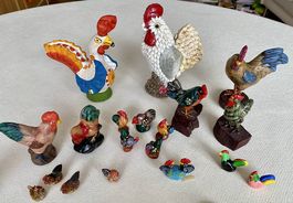 Grosse Hühner Sammlung 47 Stk Zinn Holz Swarovski Porzellan 