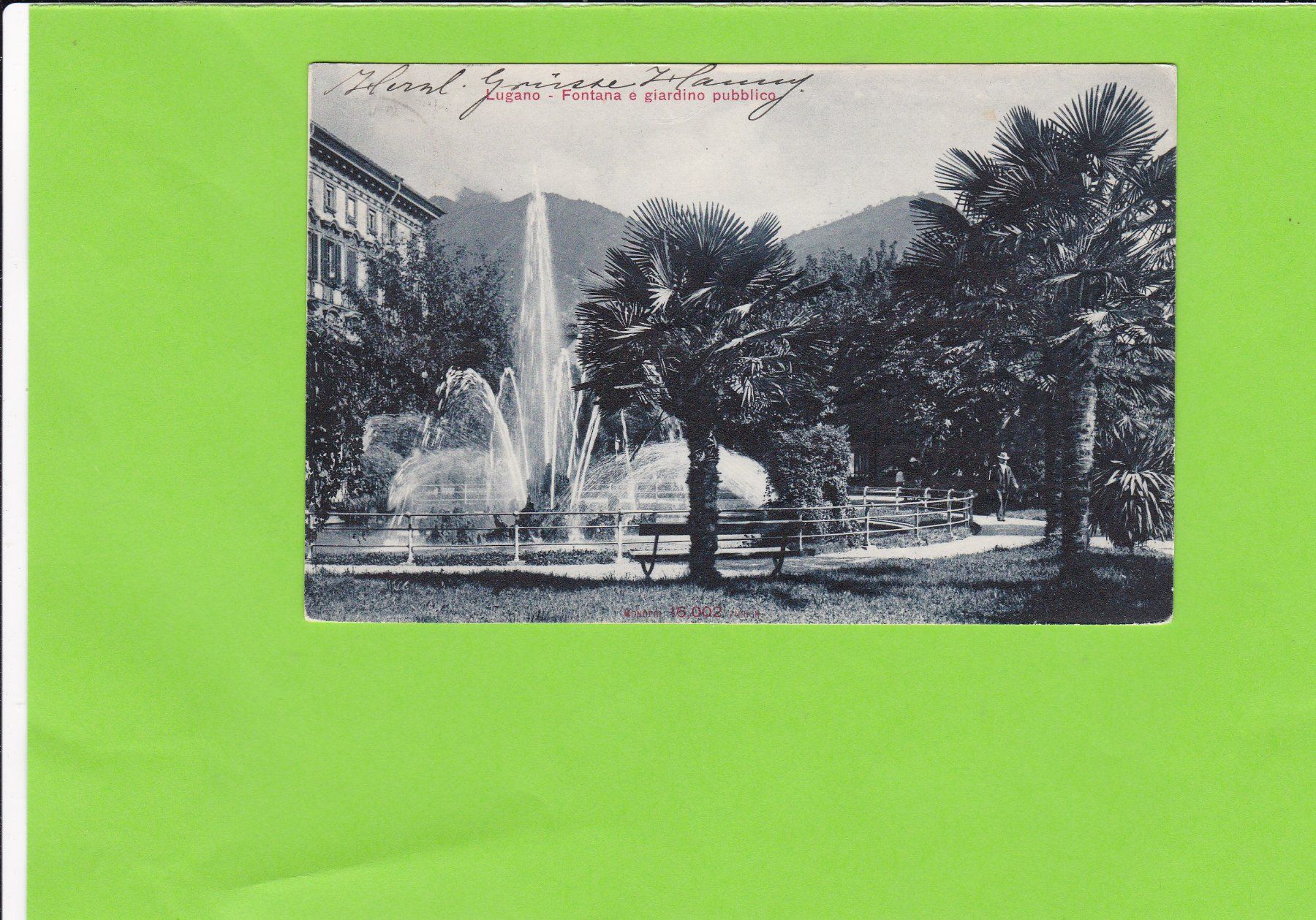 Cartoline postali: Lugano-Fontana e giardino publico – Usato da St. Peterzell venduto da neckertal