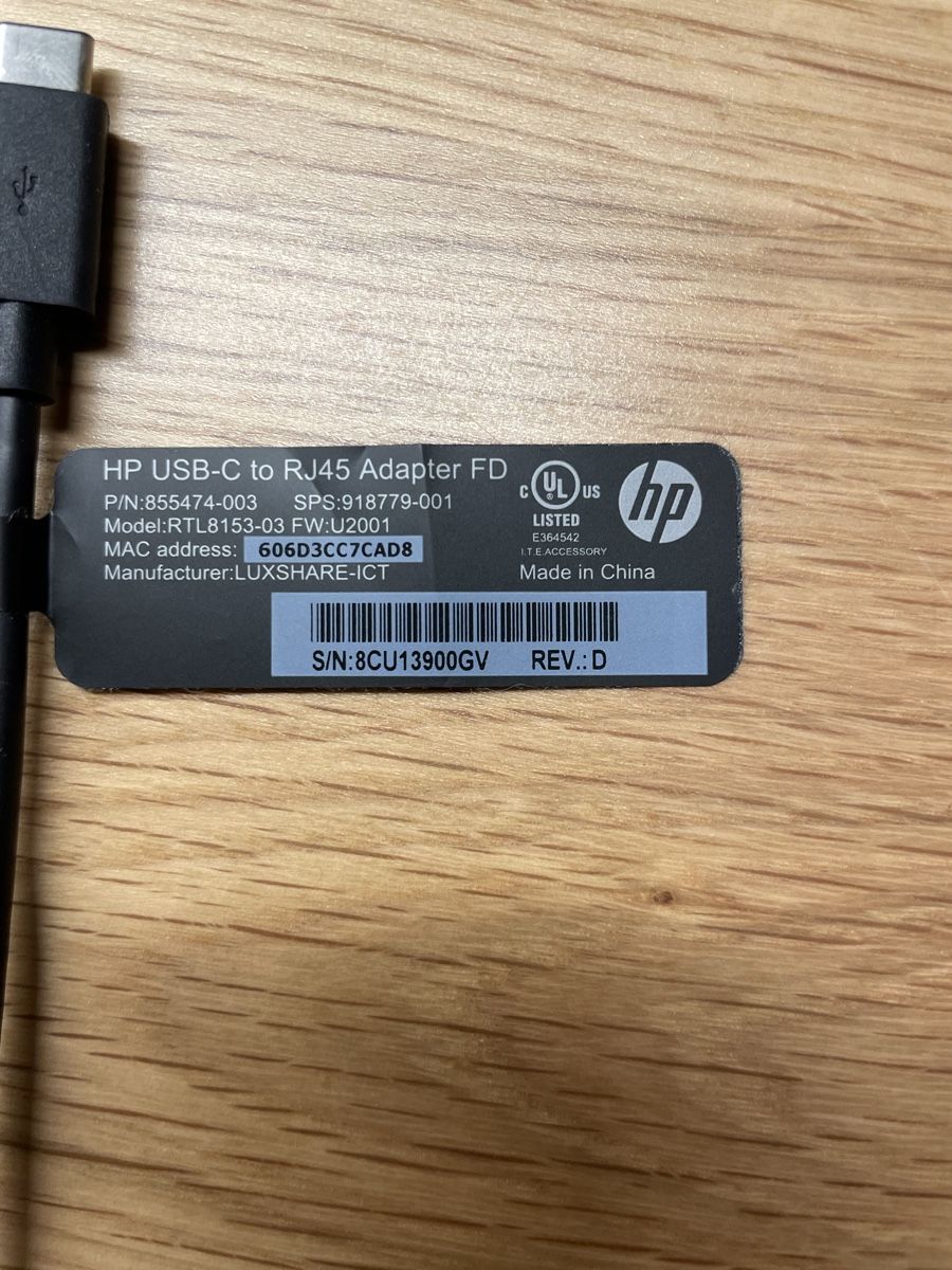 Hewlett Packard Unità & Adattatore: HP USB-C to RJ45 Adapter FD – Nuovo (secondo la descrizione) da Wädenswil venduto da Cloode_ 1