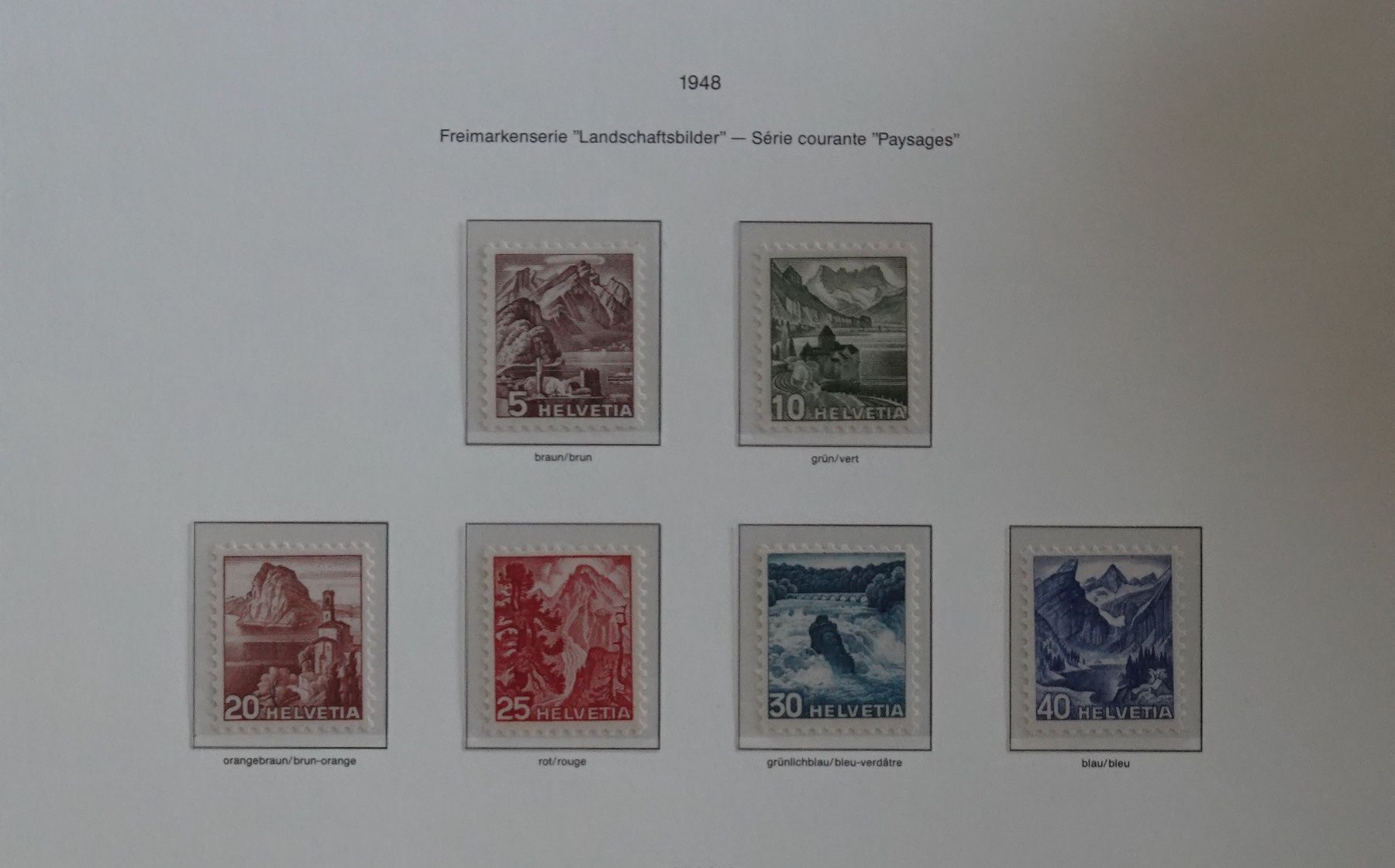 Tutti i francobolli: Landschaftsbilder 1948 ungestempelt – Nuovo (secondo la descrizione) da Goldau venduto da Bofi0