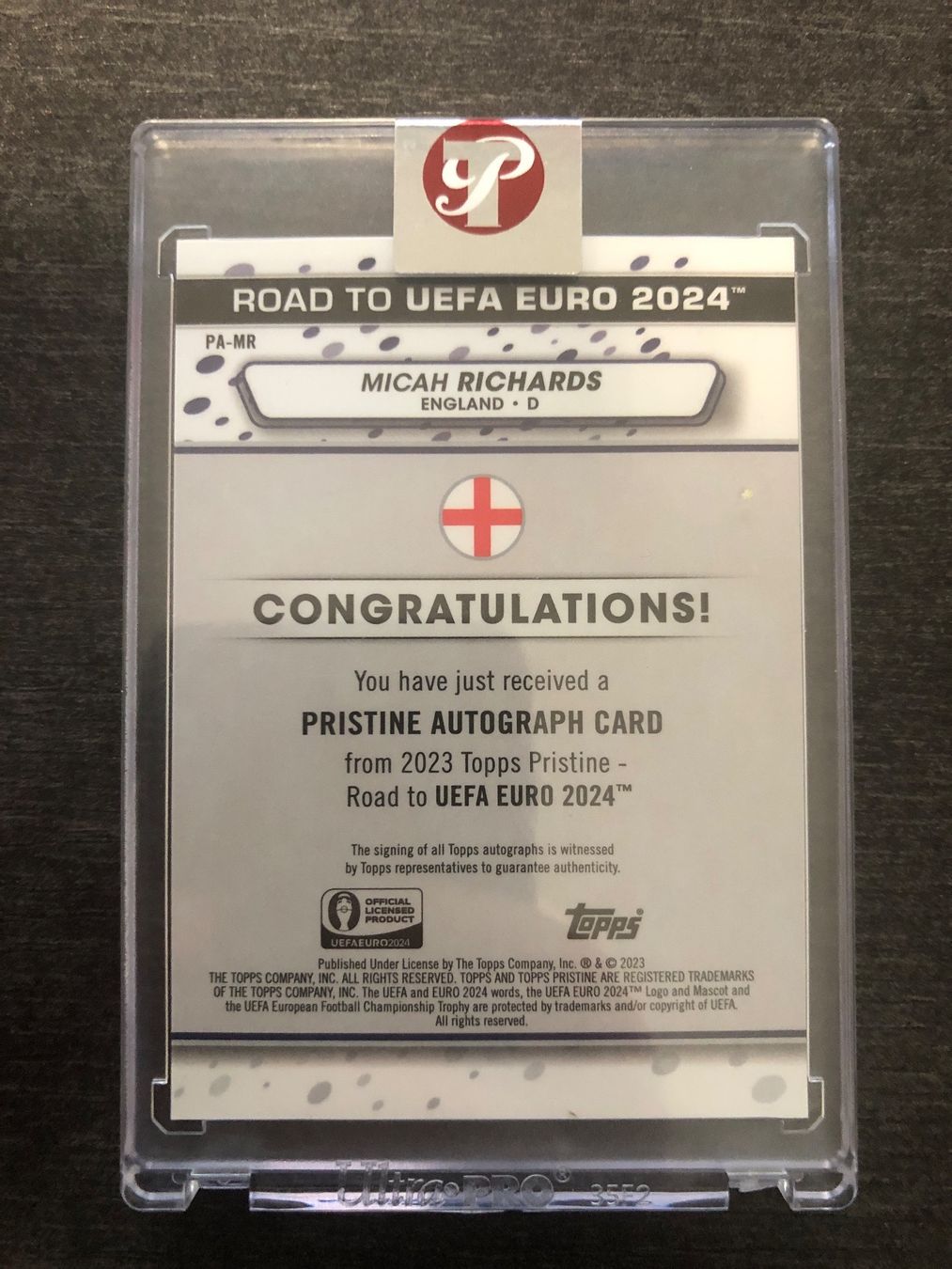 Topps Carte collezionabili: Topps Pristine Micah Richards England Encased Autogramm – Usato da Wangenried venduto da Garagara 1