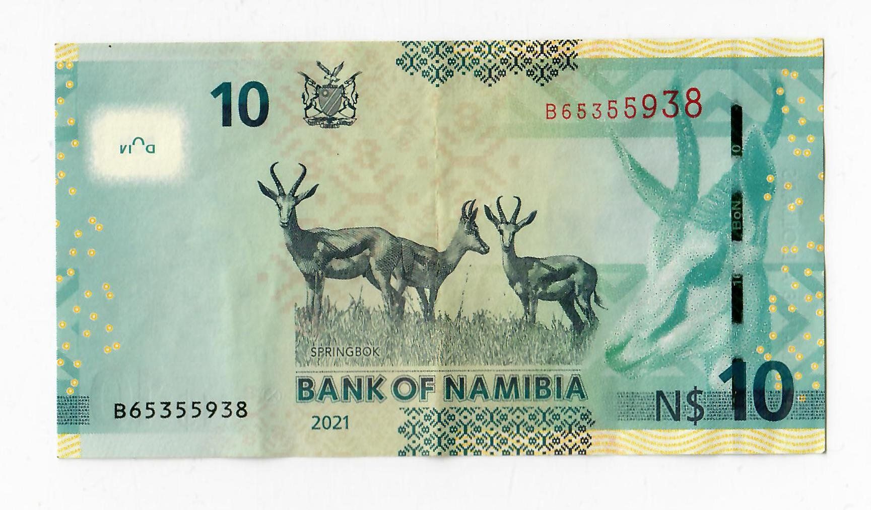 Banknoten: Banknote Namibia, 10 Dollars, 2021 – Gebraucht aus Landquart von balboajimmy 1