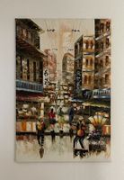 Gemälde Asiatische Stadt, Handgemalt, Top Zustand!