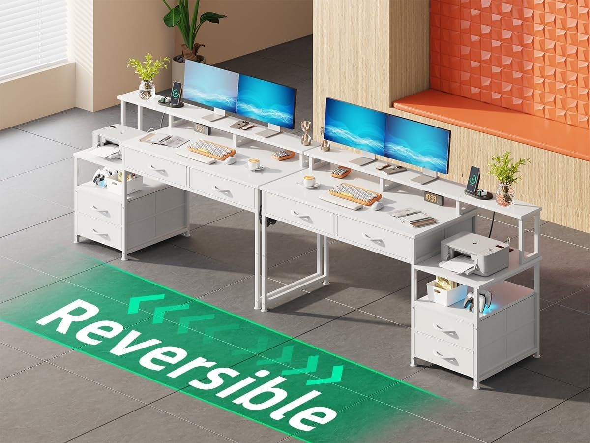 Scrivanie: Computerschreibtisch mit 4 Schubladen & LED weiss – Nuovo e nell'imballaggio originale da Dietikon venduto da Abverkauf10 1