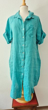 KLEID DRESS BLUSE TUNIKA LEINEN LINEN 44 L , TOP ZU JACKE