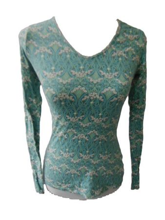 BLUTSGESCHWISTER  Gr. 34 langarm Shirt grün hellblau Blümli