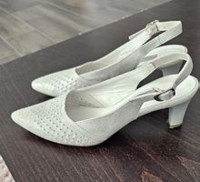 Gabor Slingpumps – Silber/Eisgrau – Gr. 38 – Wie NEU