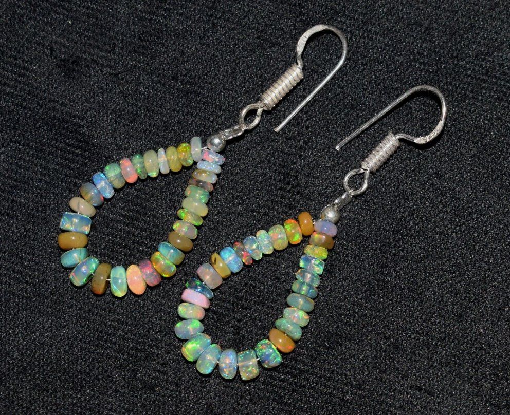 Pietre preziose: Natural Ethiopian Opal Gemstone Bead Earrings Fire Opal Eleg – Nuovo (secondo la descrizione) da Laupersdorf venduto da J69T 1