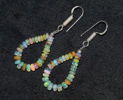 Natural Ethiopian Opal Gemstone Bead Earrings Fire Opal Eleg