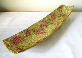 Aussergewöhnliche Lackschale Pappmache Schale L: 45cm