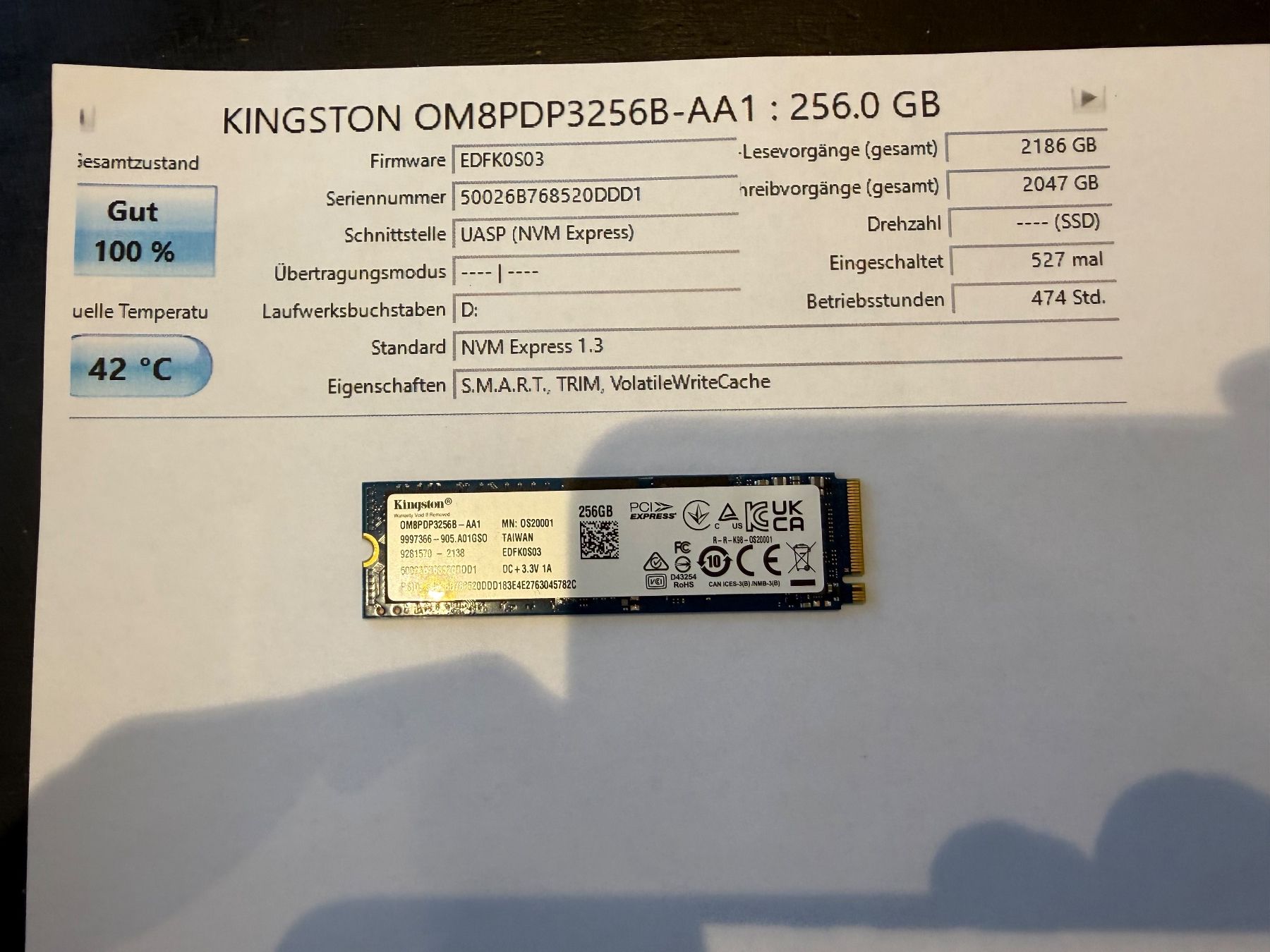 Kingston Disques durs: Kingston 256GB  SSD – D'occasion à Siebnen par icrservicesolutions