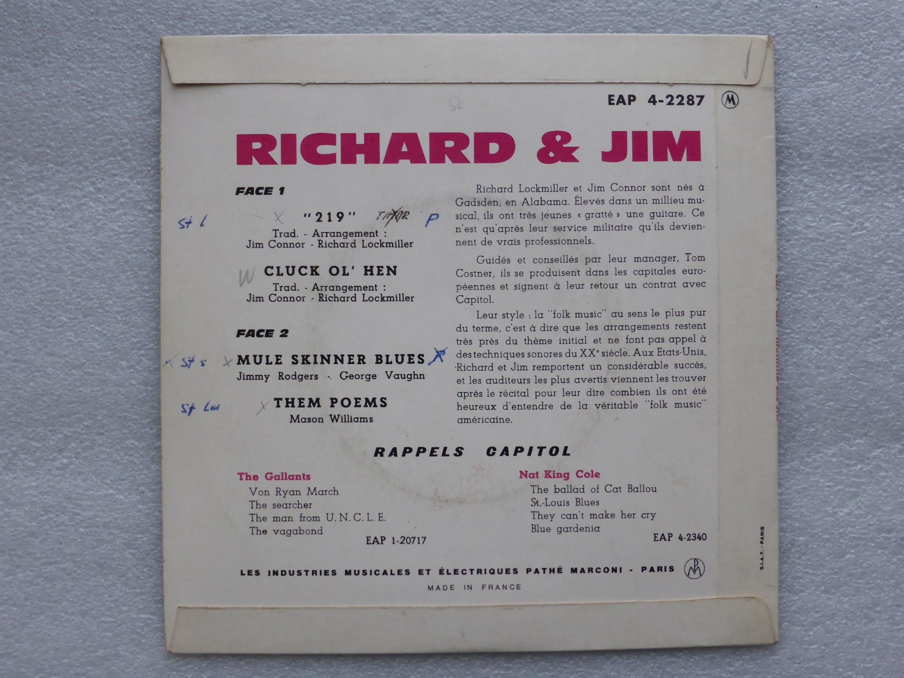 Dischi in vinile: Vinyl Single   EP  RICHARD and JIM – Usato da Küssnacht am Rigi venduto da Mondkinder 3