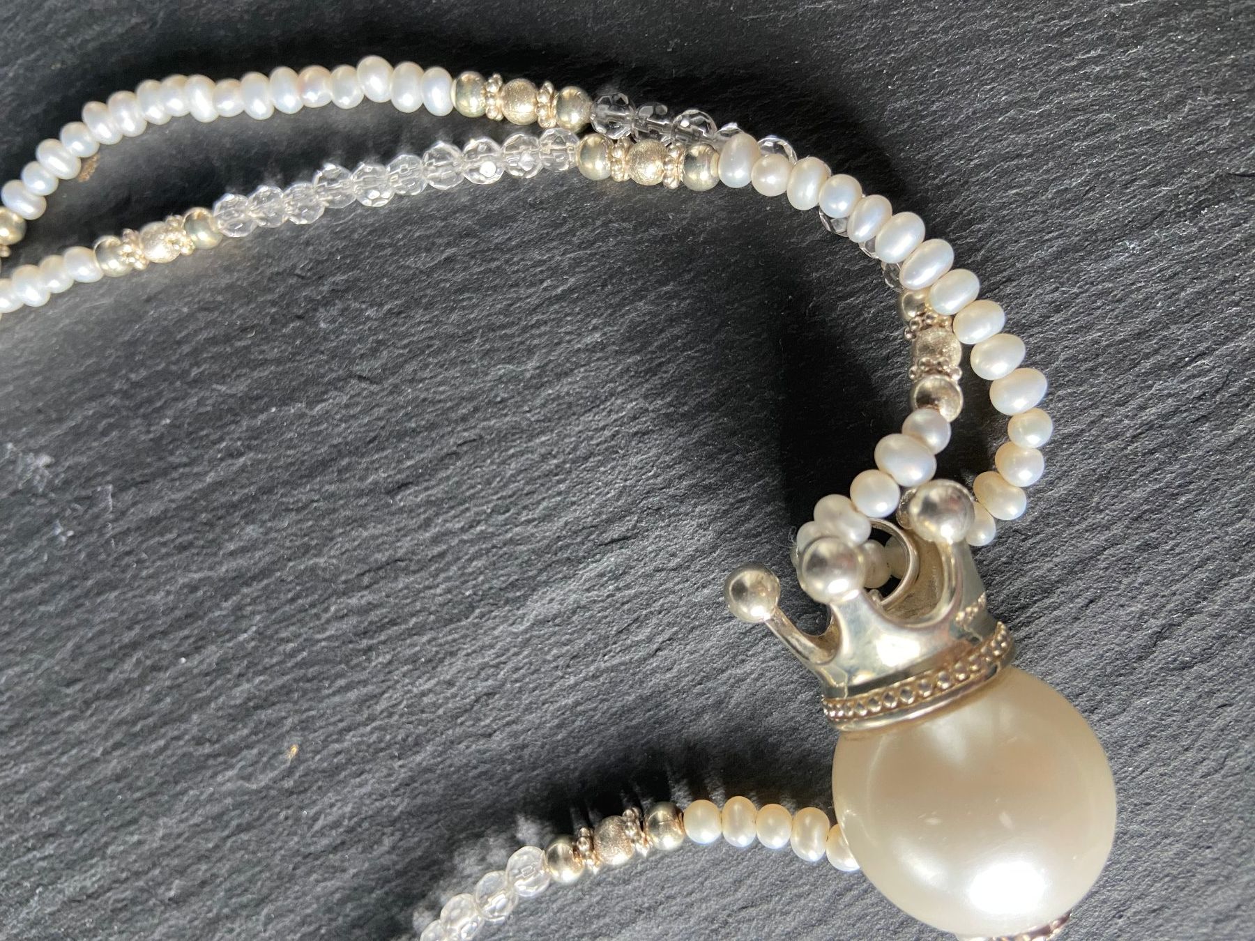 Catenine: Kette Süsswasserperlen Bergkristall Silber – Usato da Unterkulm venduto da esco 4