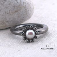 Edelstahl Pneu Ring mit Perle Grösse 60