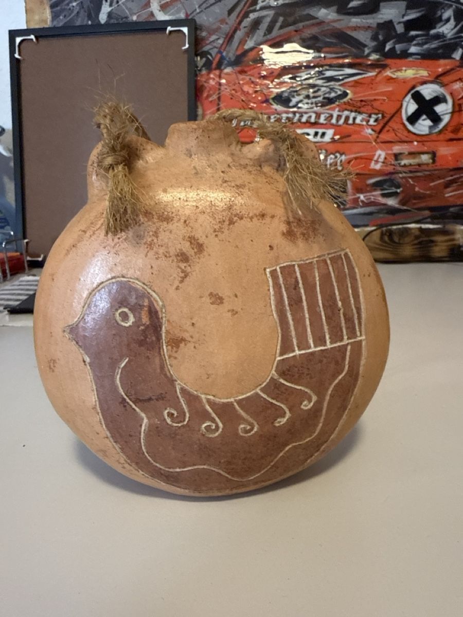 Tutte le decorazioni: Dekorative Kürbisflasche mit Vogelmotiv, Herbstdeko – Usato da Zwingen venduto da Eiphone 1