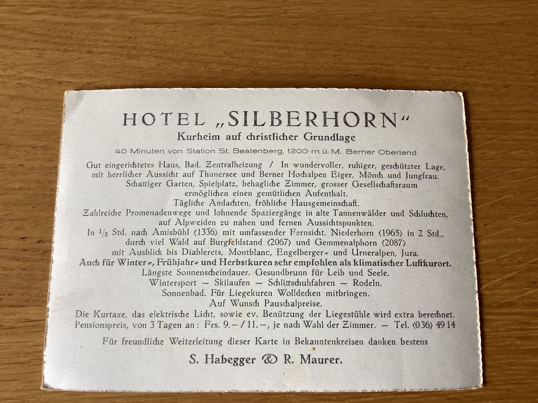 Cartoline postali: Hotel Silberhorn in Beatenberg – Usato da Bassersdorf venduto da F-104fan 1