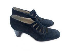 Pumps Leder schwarz Veloursleder VIA ROMA Gr. 36 VINTAGE 90s