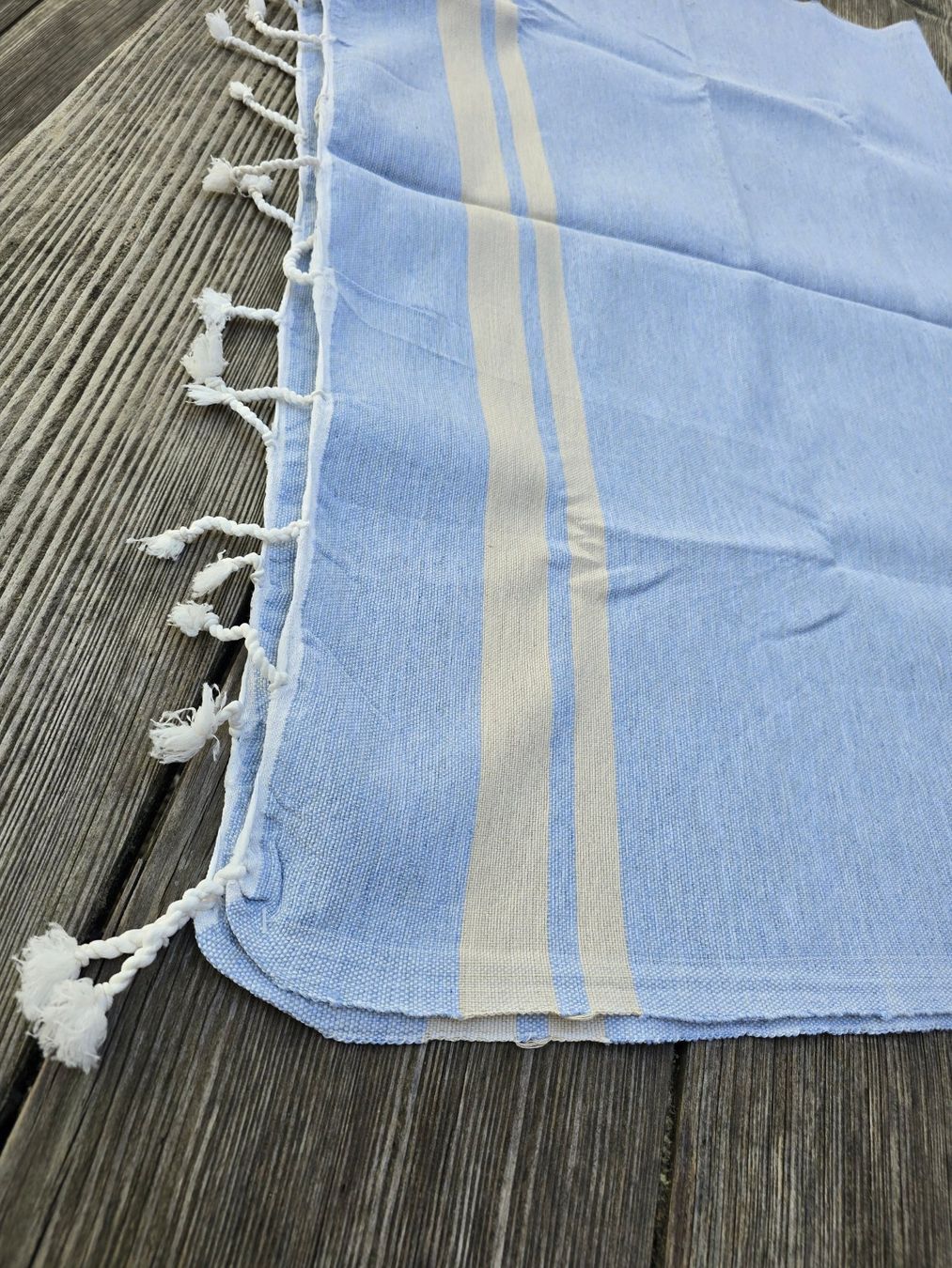 Badetücher: Fouta: Hammamtuch ciel (hellblau)/blanc cassé-ANGEBOT – Neu (gemäss Beschreibung) aus Romanshorn von Rachacha 3