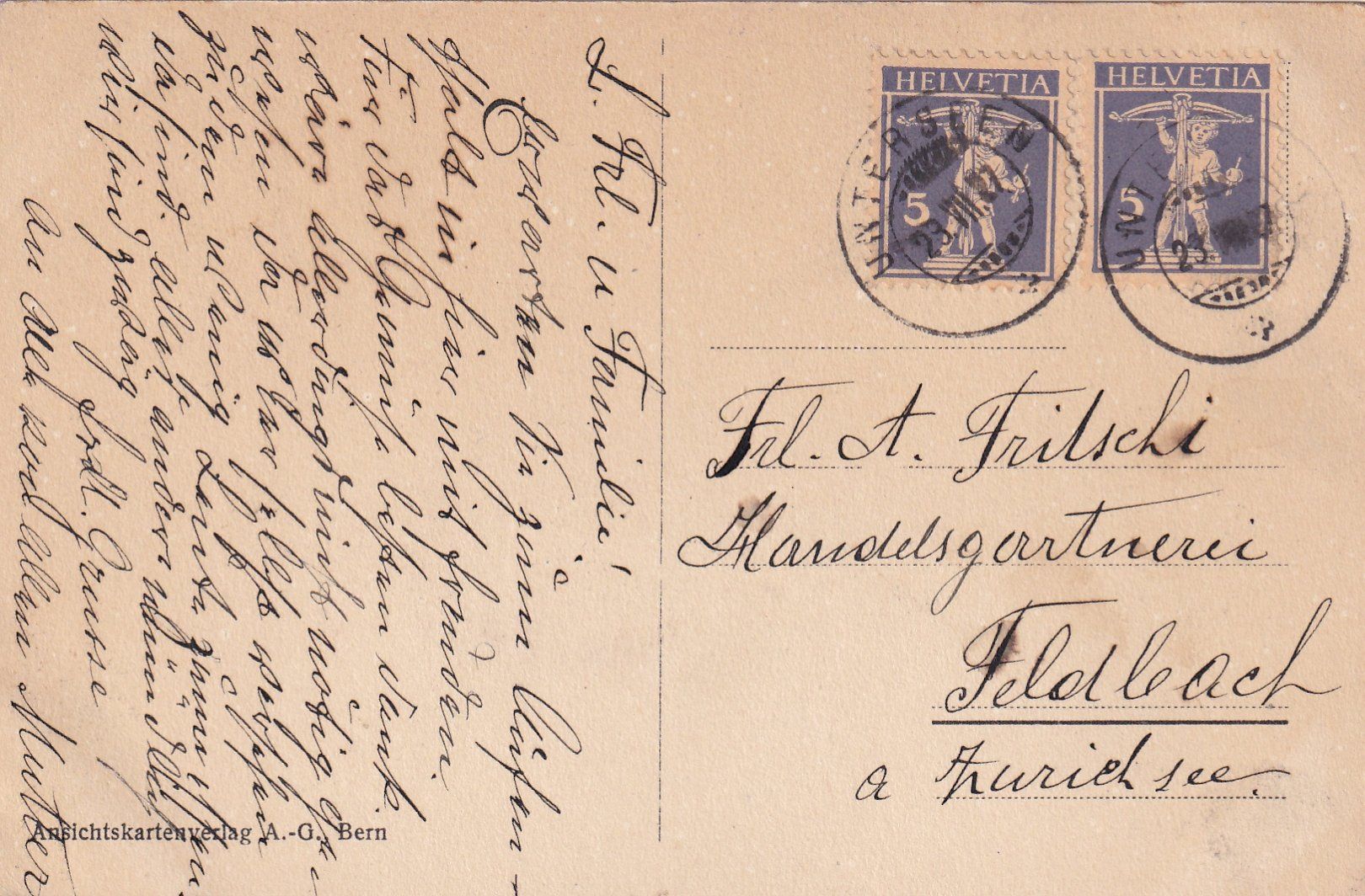 Cartoline postali: Spiez mit Schreckhörner /bb – Usato da Hombrechtikon venduto da Rudolf07 1