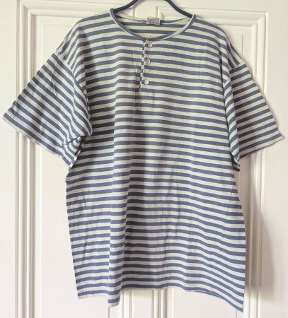 ZIP : Shirt marinière bleu délavé/gris clair L-XL