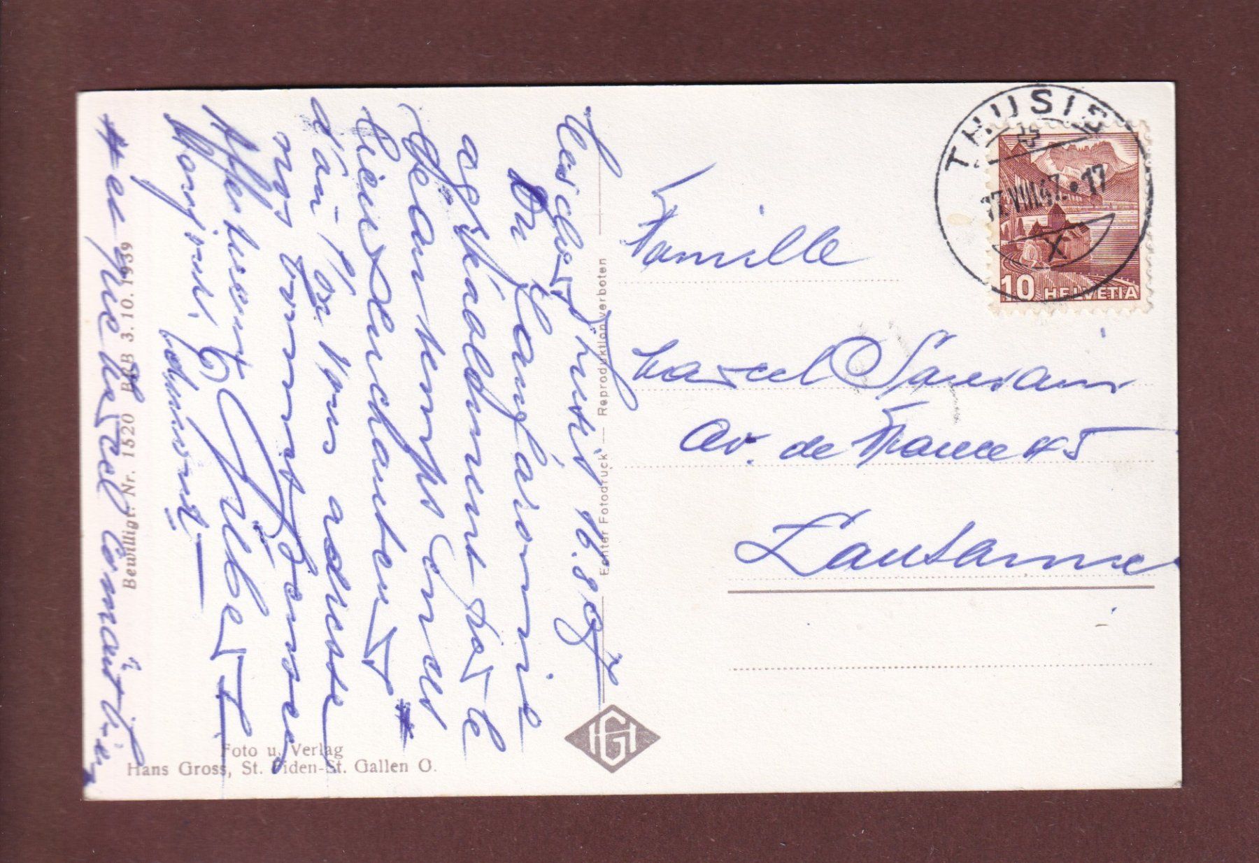 Cartoline postali: VIAMALA - Zweite Brücke - 1947 – Usato da Pully venduto da nicecards 1