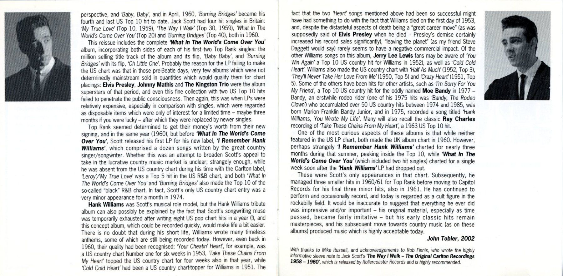 CDs: CD - JACK SCOTT I Remember Hank Williams & What In The World – Neu (gemäss Beschreibung) aus Morges von evnocha3 6