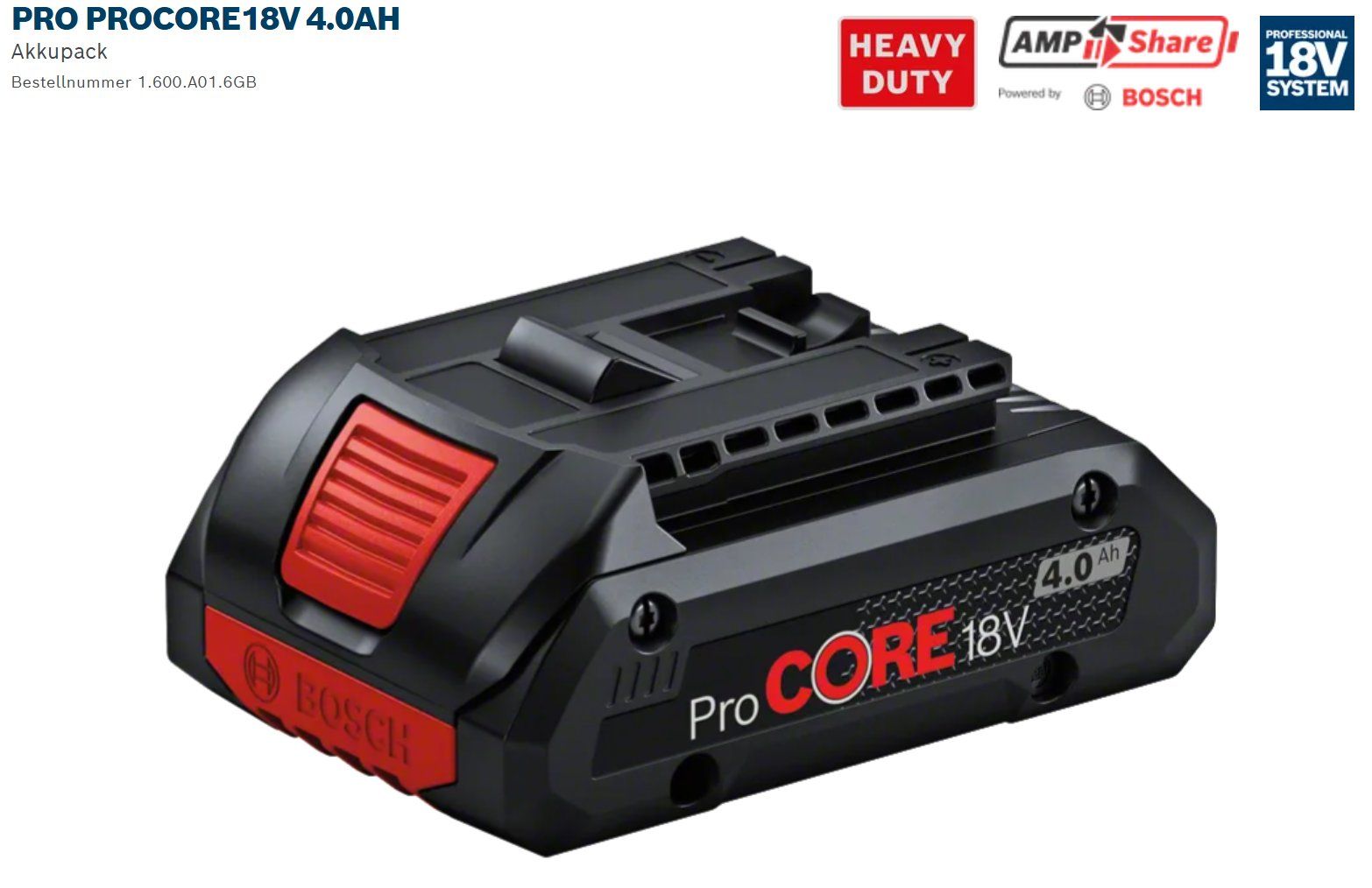 Bosch Caricatori & Batterie: Bosch ProCore 18V Akku 4.0Ah – Nuovo e nell'imballaggio originale da Koppigen venduto da Bracher_Mail-House
