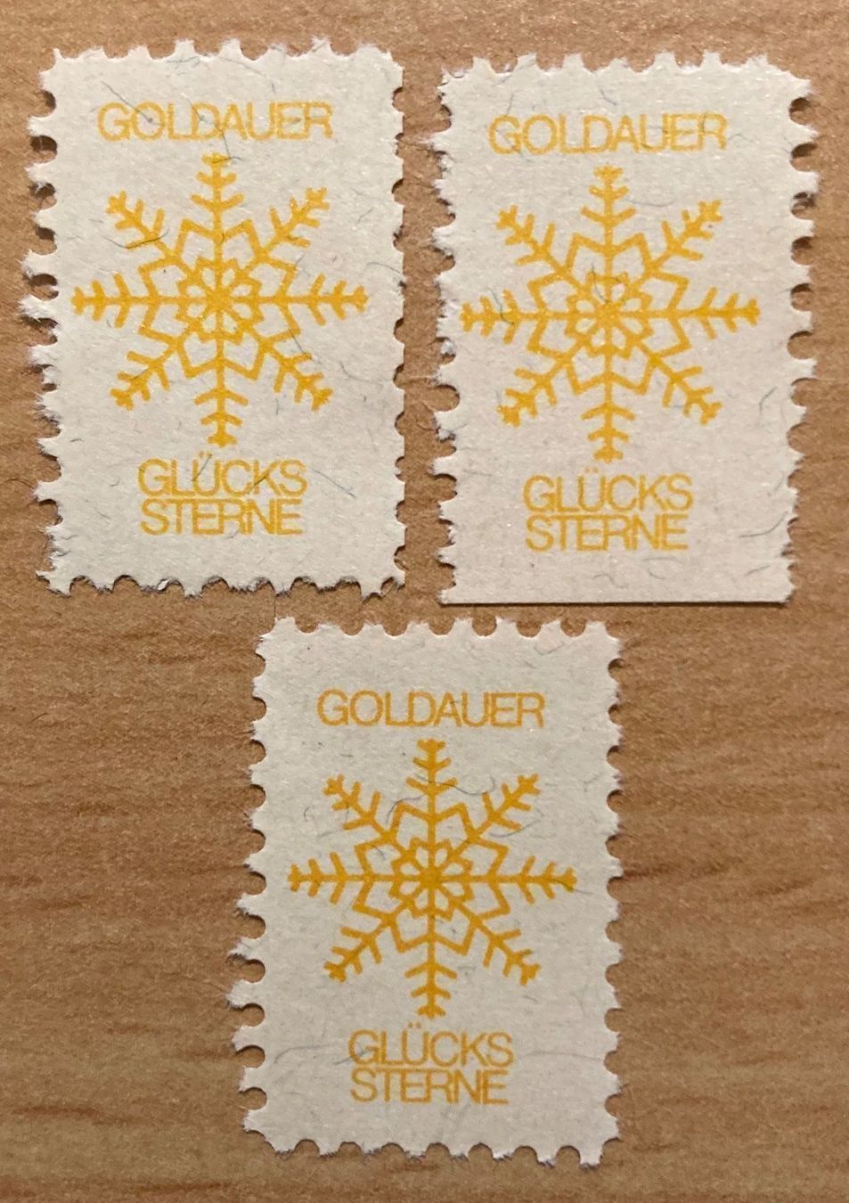 Alle Briefmarken: 3 Goldauer Glückssterne – Gebraucht aus Hunzenschwil von zibu88