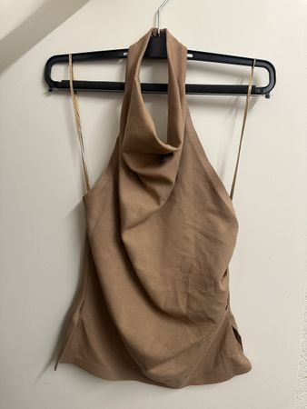 Damen Neckholder Top beige rückenfrei, brandneu