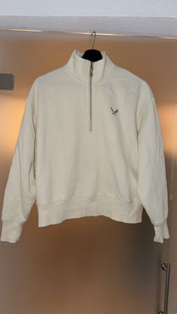 Distorted People Half Zip Sweater – Creme – Grösse XS