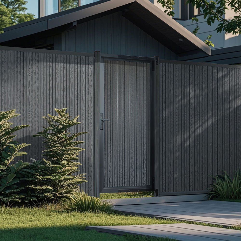 Porte: WPC Gartentor inkl. Schloss Vertikal Anthrazit 80x180cm – Nuovo e nell'imballaggio originale da Wallenwil venduto da toesstal-vertrieb
