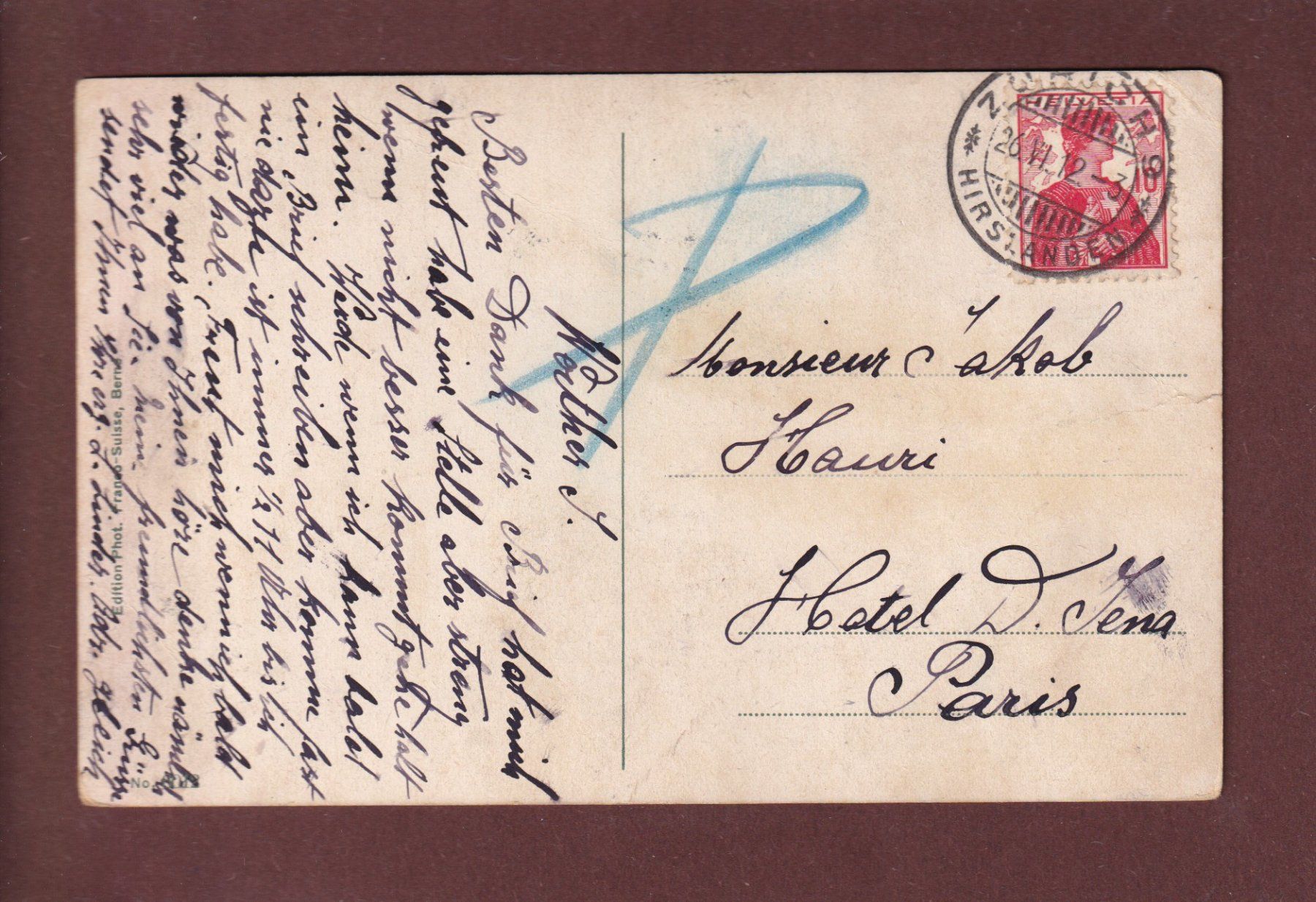 Cartoline postali: ZÜRICH - Bahnhofplatz - 1912 // Eckbug // – Usato da Pully venduto da nicecards 1