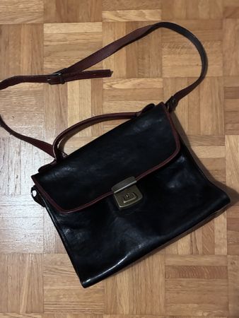 Vintage Ledertasche, schwarz und braun