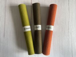 3 Grands rouleaux de feutrine - Orange et vert Automne