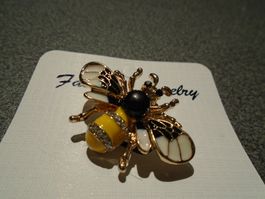 Brosche Biene, goldfarbig/gelb, Fashion Jewelry