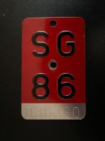 Vintage Velonummer St. Gallen 1986, für Geburtstagsgeschenk!