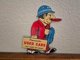 Emailschild Used Cars Logo USA Reklame Garage Emaille Schild