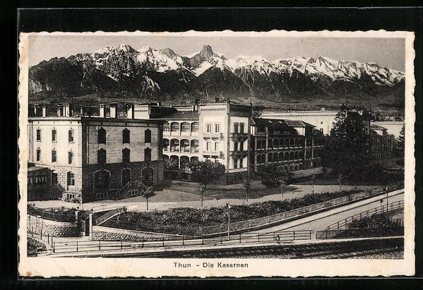 Cartoline postali: AK Thun, Die Kasernen, 1931 – Usato da Berlin venduto da bartko-reher