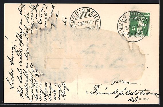 Cartoline postali: AK Guggisberg, Panorama mit Kirche, 1911 – Usato da Berlin venduto da bartko-reher 1