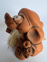 Unikat Tonfigur Zwerg mit Bart witzige Spardose Handarbeit