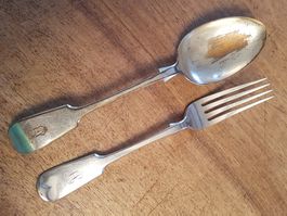 Besteckset Gabel Löffel gross monogr AB BA LA AL ? gemarkt