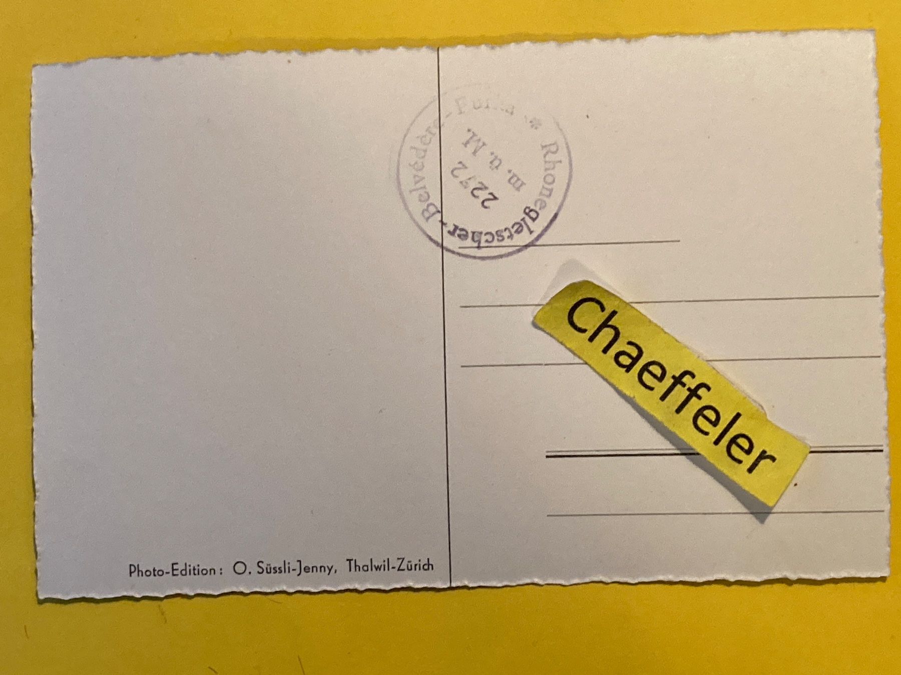 Cartoline postali: Gletsch 1843 – Usato da Zürich venduto da Chaeffeler 1